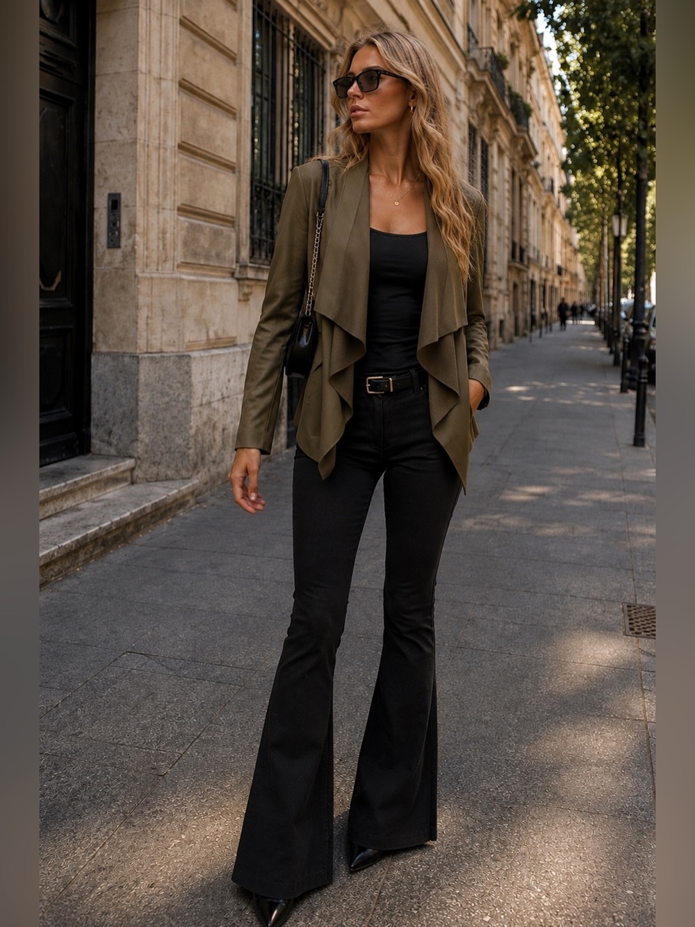 Zara Basic Collection Olive Faux Leather Draped Jacket – Size S